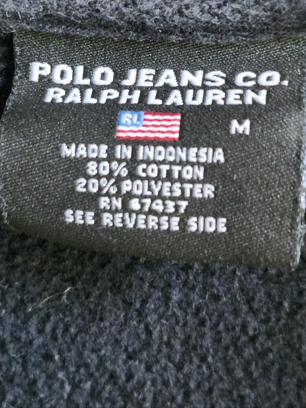 Polo Jeans Co Ralph Lauren Vintage Black Crewneck Sweatshirt Spell Out Sz. M